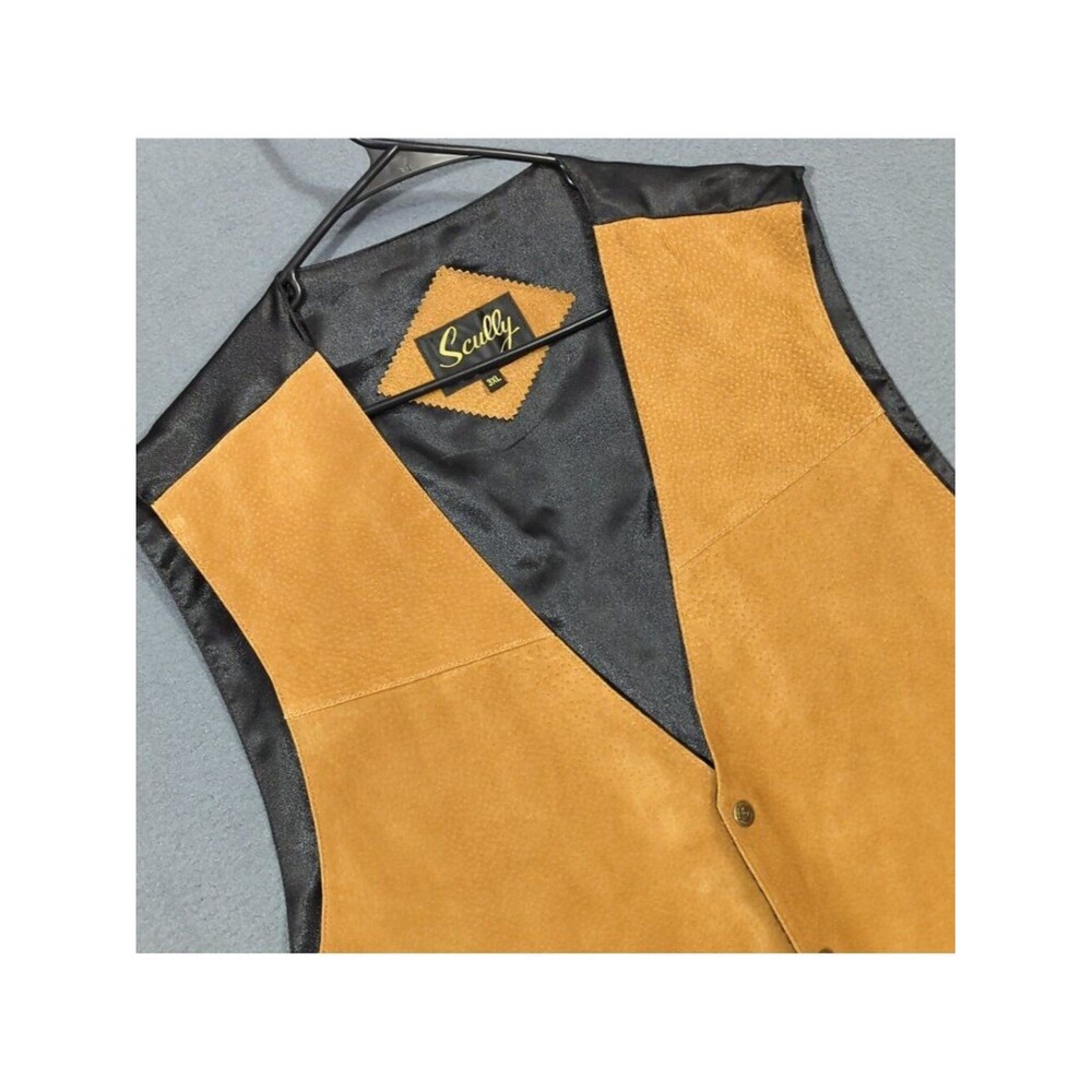 Scully Vest Men's 3XL Tan/Black Suede Snap Western Waistcoat Adjustable Cowboy